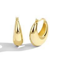 1 Pair Casual Elegant Commute Solid Color Scallop Plating Copper 18k Gold Plated Hoop Earrings sku image 3