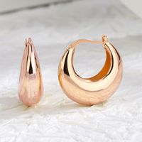 1 Pair Casual Elegant Commute Solid Color Scallop Plating Copper 18k Gold Plated Hoop Earrings main image 3