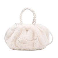 Women's Autumn&winter Plush Solid Color Classic Style Cloud Shape Magnetic Buckle Handbag sku image 1