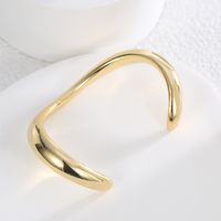 Modern Style Classic Style Commute Solid Color Copper Irregular Twist Plating 18k Gold Plated Cuff Bracelets main image 6