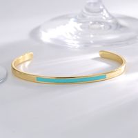 Simple Style Solid Color Copper Enamel Plating 18k Gold Plated Cuff Bracelets main image 4