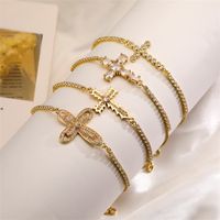 Casual Streetwear Cross Copper 18k Gold Plated Zircon Bracelets In Bulk main image 1