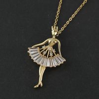 Lady Modern Style Human Stainless Steel Titanium Steel Inlay Zircon Pendant Necklace main image 6