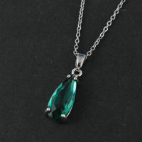 Luxurious Lady Water Droplets Stainless Steel Titanium Steel Plating Inlay Zircon Pendant Necklace main image 1