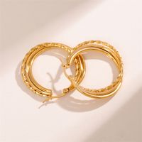 1 Pair Retro Simple Style U Shape Round Oval Plating 201 Stainless Steel Earrings main image 9