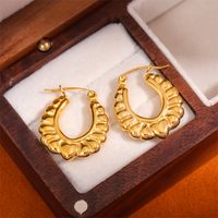1 Pair Retro Simple Style U Shape Plating 201 Stainless Steel 18K Gold Plated Earrings main image 3