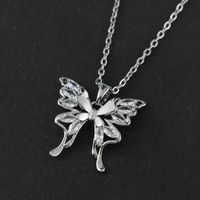 Fairy Style Roman Style Butterfly Stainless Steel Titanium Steel Inlay Zircon Pendant Necklace sku image 1
