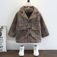 Casual Estilo Clásico Estilo Británico Tartán Cálido Mezcla De Algodón Ropa De Abrigo Para Niños main image 2