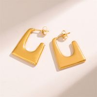 1 Pair Retro Simple Style U Shape Round Oval Plating 201 Stainless Steel Earrings main image 2