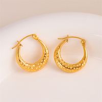 1 Pair Retro Simple Style U Shape Round Oval Plating 201 Stainless Steel Earrings main image 7