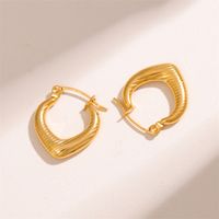 1 Pair Retro Simple Style U Shape Round Oval Plating 201 Stainless Steel Earrings main image 3