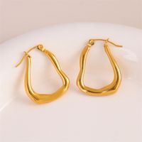 1 Pair Retro Simple Style U Shape Round Oval Plating 201 Stainless Steel Earrings main image 10