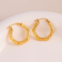 1 Pair Retro Simple Style U Shape Round Oval Plating 201 Stainless Steel Earrings main image 5