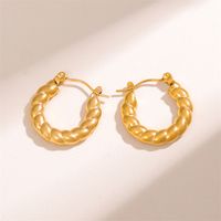1 Pair Retro Simple Style U Shape Round Oval Plating 201 Stainless Steel Earrings main image 6
