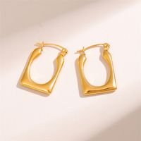1 Pair Retro Simple Style U Shape Round Oval Plating 201 Stainless Steel Earrings main image 4