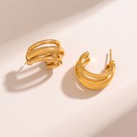 1 Pair Retro Simple Style U Shape Round Oval Plating 201 Stainless Steel Earrings main image 8