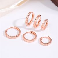 1 Pair Retro Simple Style Round Plating Copper Rose Gold Plated Ear Studs main image 1