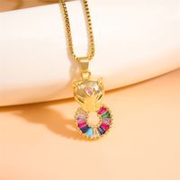 Stainless Steel Titanium Steel 18K Gold Plated Cute Streetwear Plating Inlay Little Bear Panda Zircon Pendant Necklace main image 7