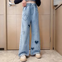 Korean Style Heart Shape Pocket Denim Pants & Leggings sku image 1