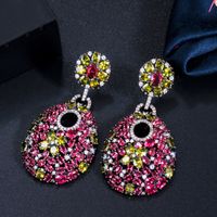 1 Pair Vintage Style Bohemian Color Block Plating Inlay Copper Artificial Gemstones Artificial Diamond Rhodium Plated Silver Plated Drop Earrings main image 8