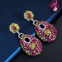 1 Pair Vintage Style Bohemian Color Block Plating Inlay Copper Artificial Gemstones Artificial Diamond Rhodium Plated Silver Plated Drop Earrings main image 7