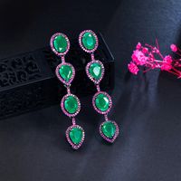 1 Pair Vintage Style Bohemian Water Droplets Plating Inlay Copper Zircon White Gold Plated Rhodium Plated Drop Earrings main image 6