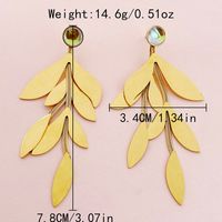 1 Pair Sweet Simple Style Artistic Leaf Plating Inlay 304 Stainless Steel Gem Gold Plated Drop Earrings main image 2