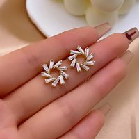 1 Pair IG Style Y2K Simple Style Windmill Plating Inlay Copper Zircon Ear Studs main image 6