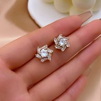 1 Pair IG Style Y2K Simple Style Windmill Plating Inlay Copper Zircon Ear Studs main image 2