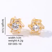 1 Pair IG Style Y2K Simple Style Windmill Plating Inlay Copper Zircon Ear Studs sku image 2