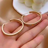 1 Pair Elegant Shiny Round Plating Inlay Copper Zircon K Gold Plated Earrings main image 3
