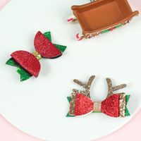 Cartoon Style Santa Claus Antlers Pu Leather Sequins Hair Clip main image 1