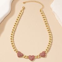 Rétro Commuer Forme De Cœur Alliage Incruster Strass Femmes Collier main image 5