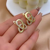 1 Pair Simple Style Shiny Triangle Plating Inlay Copper Zircon White Gold Plated Gold Plated Ear Studs main image 4