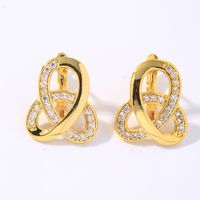 1 Pair Simple Style Shiny Triangle Plating Inlay Copper Zircon White Gold Plated Gold Plated Ear Studs main image 1