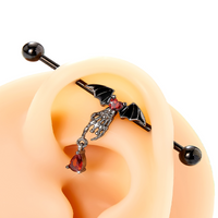 1 Pièce Gothique Exagéré Drôle Chauve Souris Crâne Incruster Acier Inoxydable Zircon Boucles D'oreilles Boucles D'oreilles Cartilage main image 7