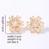 1 Pair IG Style Elegant Simple Style Snowflake Plating Inlay 304 Stainless Steel Copper Zircon K Gold Plated Ear Studs sku image 1