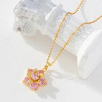 Sweet Flower Copper Inlay Zircon Pendant Necklace main image 1