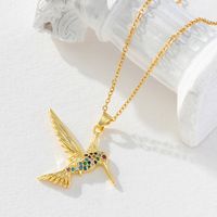 Einfacher Stil Vogel Kupfer Inlay Zirkon Halskette Mit Anhänger main image 6