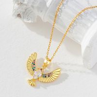 Einfacher Stil Vogel Kupfer Inlay Zirkon Halskette Mit Anhänger main image 4