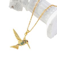 Einfacher Stil Vogel Kupfer Inlay Zirkon Halskette Mit Anhänger main image 2