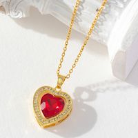 Sweet Heart Shape Copper Zircon Pendant Necklace In Bulk main image 1