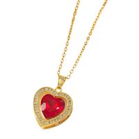 Sweet Heart Shape Copper Zircon Pendant Necklace In Bulk main image 2