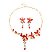 Elegant Shiny Flower Alloy Inlay Rhinestones Women's Earrings Necklace sku image 3