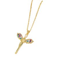 Sweet Dragonfly Copper Inlay Zircon Pendant Necklace main image 2