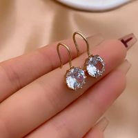 1 Pair Elegant Simple Style Shiny Round Plating Inlay Copper Zircon White Gold Plated Gold Plated Drop Earrings main image 4