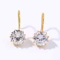 1 Pair Elegant Simple Style Shiny Round Plating Inlay Copper Zircon White Gold Plated Gold Plated Drop Earrings main image 3