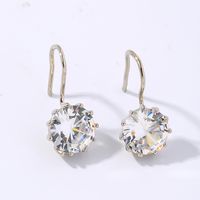 1 Pair Elegant Simple Style Shiny Round Plating Inlay Copper Zircon White Gold Plated Gold Plated Drop Earrings main image 1