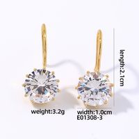 1 Pair Elegant Simple Style Shiny Round Plating Inlay Copper Zircon White Gold Plated Gold Plated Drop Earrings sku image 2