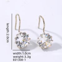 1 Pair Elegant Simple Style Shiny Round Plating Inlay Copper Zircon White Gold Plated Gold Plated Drop Earrings sku image 1